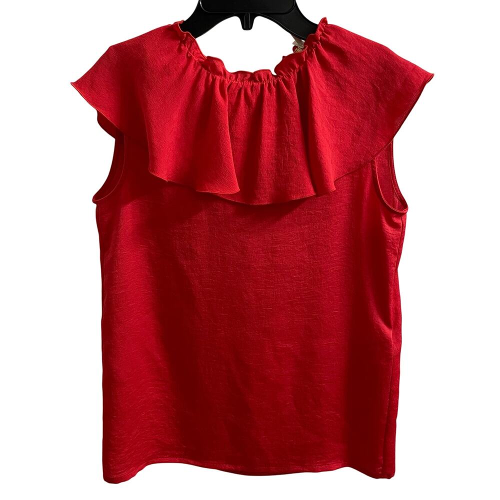 Maje Red Ruffle Lierro Blouse - Picture 3 of 7